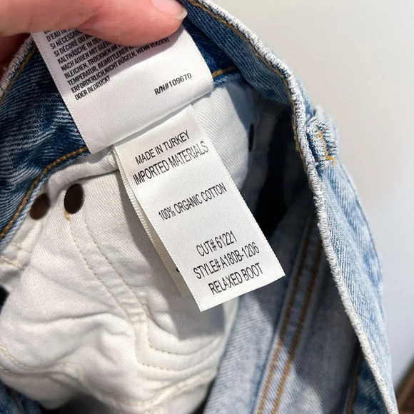 Agolde Light Wash Relaxed Boot Boho Classic High Waist Cut Raw Hem Denim Jean 27 - Picture 7 of 8